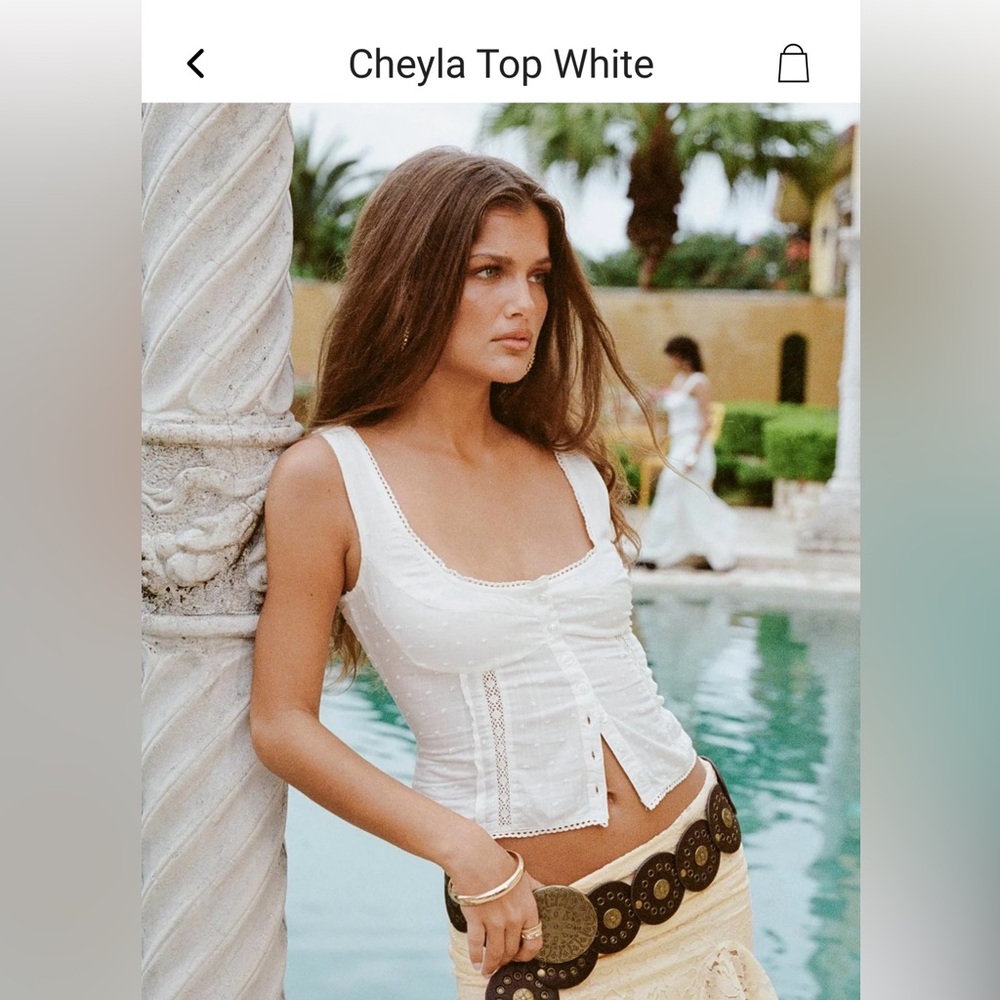 Princess Polly White Textured Round Neck Tank